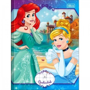 CADERNO 40FLS 1,0x1,0 QUADRICULADO COLEGIAL CAPA DURA BROCHURA PRINCESAS TILIBRA