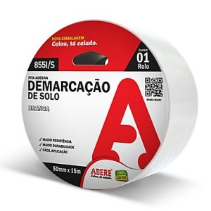 FITA PARA DEMARCAÇÃO DE SOLO BRANCA 50MM x 15M ADERE
