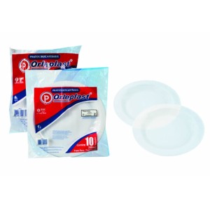 PRATO PLASTICO REDONDO RASO 21CM  PR21 10 UNID. ORLEPLAST
