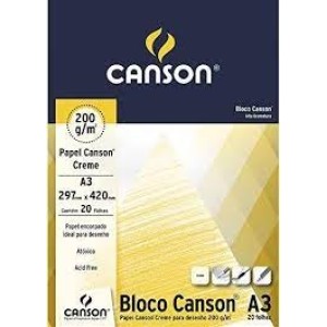 BLOCO DE DESENHO CREME A3 200G/M² COM 20 FOLHAS CANSON