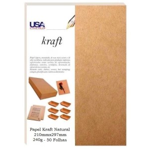 PAPEL KRAFT NATURAL A4 240G/M² COM 50 FOLHAS USAFOLIEN
