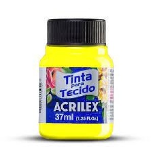 TINTA  DE TECIDO FLUORESCENTE 37ML 102 AMARELO LIMÃO ACRILEX