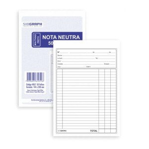 TALÃO DE NOTA NEUTRA 1/8 COM 50 FOLHAS SIDGRAPH