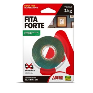 FITA ADESIVA 24MM X 2M DUPLA FACE FIXA FORTE TRANSPARENTE ADERE