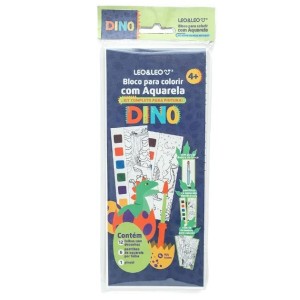 BLOCO PARA COLORIR COM AQUARELA 12FLS DINO LEO&LEO