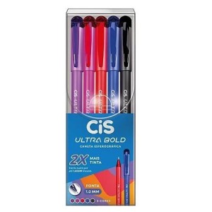 CANETA ESFEROGRÁFICA 1.0MM ULTRA BOLD 5 CORES CIS