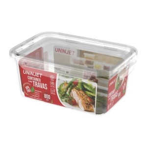 POTE PLÁSTICO 800ML COM TRAVA 16x12x6CM 1257 UNINJET