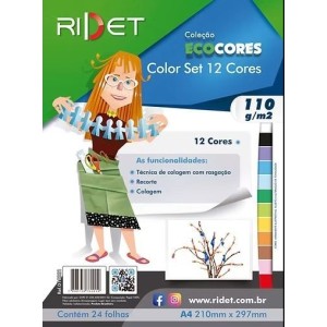 BLOCO ECOCORES A4 110G 24FLS 12 CORES NOVAPRINT