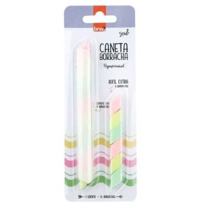 CANETA BORRACHA REPOSICIONAVEL PASTEL + REFIL BRW