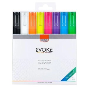 GIZ LÍQUIDO 8 CORES REMOVÍVEL 3MM EVOKE BRW