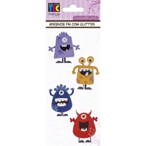 ADESIVOS FEITOS Á MÃO COM GLITTER MONSTRINHOS REF.17580 TOKE E CRIE