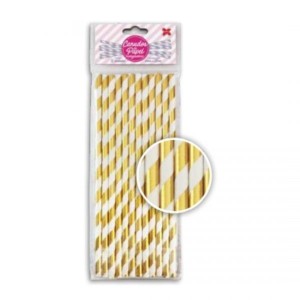 CANUDO DE PAPEL LISTRADO - OURO METALIZADO 6MMx200MM C/12 UNIDADES 4301 MAKE